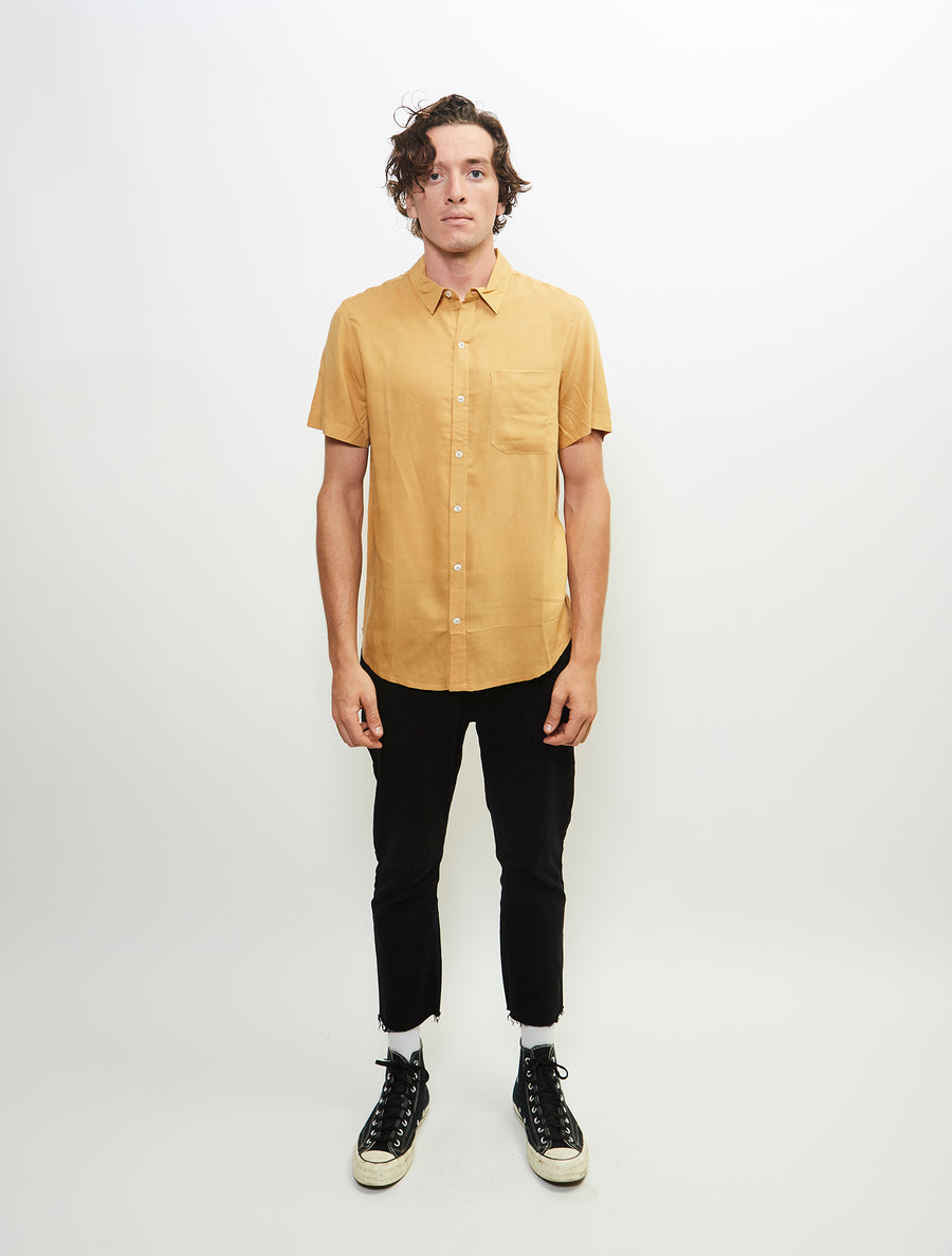 essential-short-sleeve-viscose-woven-button-up-shirt-mustard