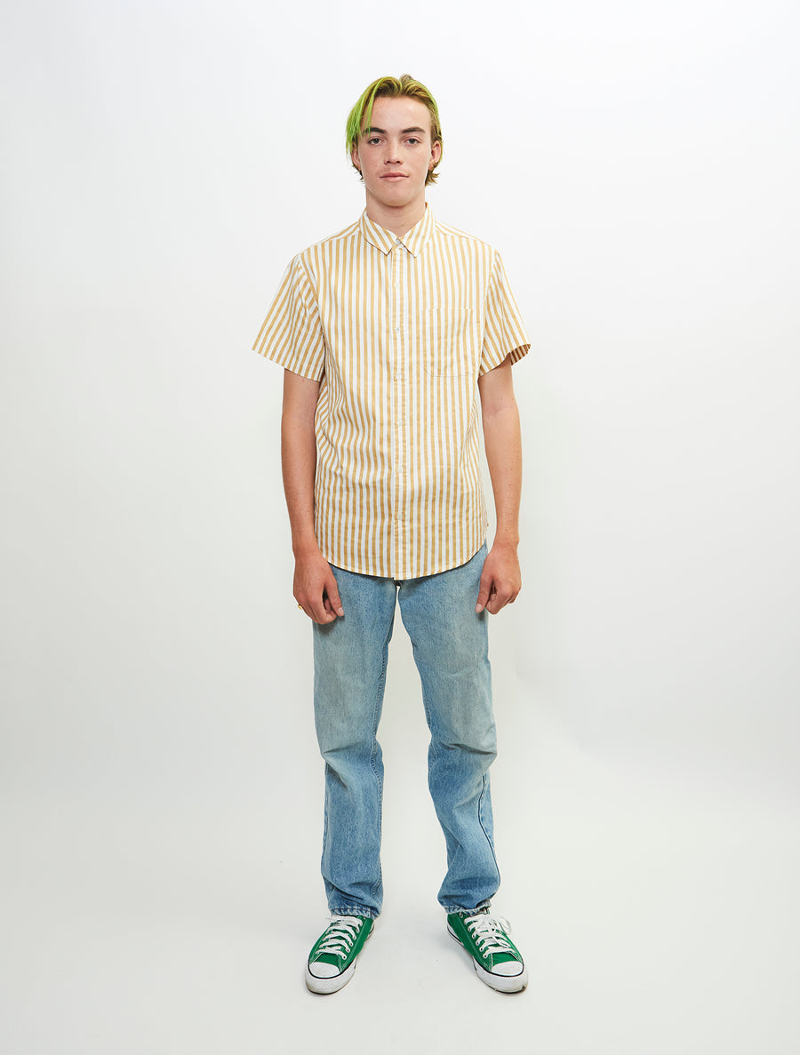obtuse-short-sleeve-cotton-stripe-voile-woven-button-up-shirt-mustard